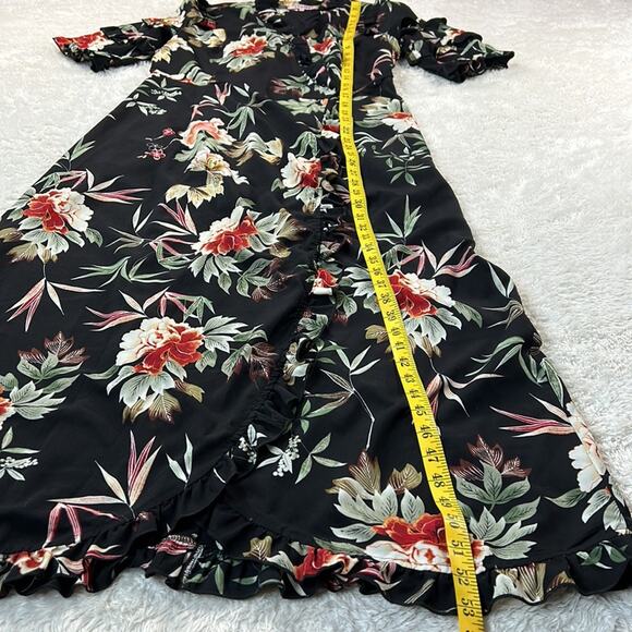 Yu & Me Paris floral print ruffled wrap maxi dress, size L - Picture 4 of 9